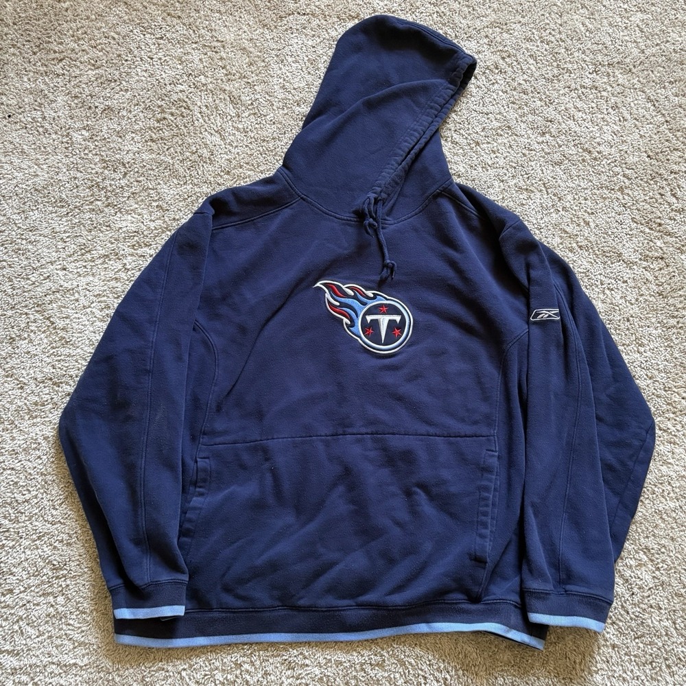 Y2K Reebok Tennesee Titans Hoodie Pullover Men's‎ XL Faded Blue Navy